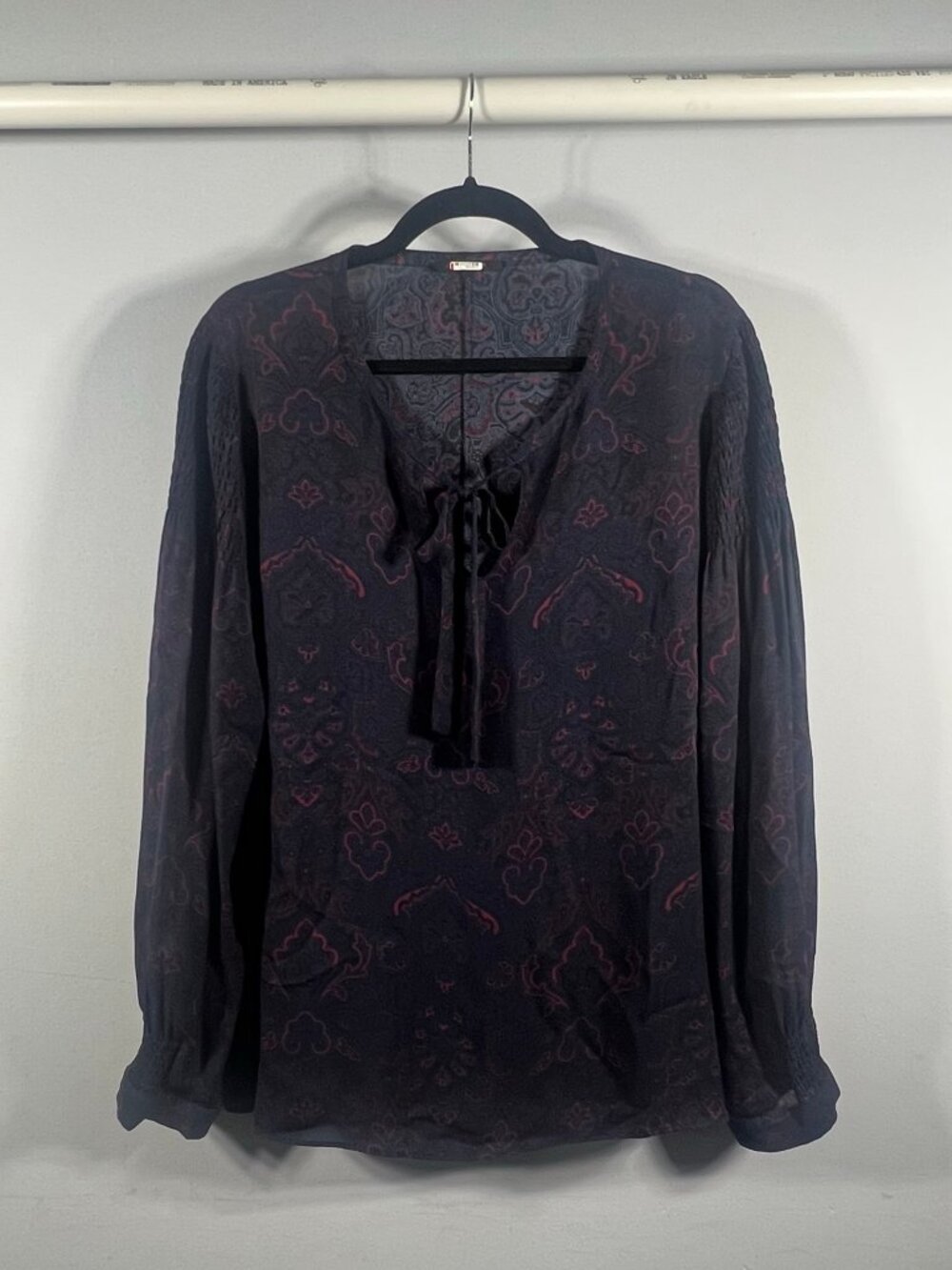 Kobi Halperin Top Womens Silk Peasant Blouse Long Sleeve XL Luxury Whimsigoth